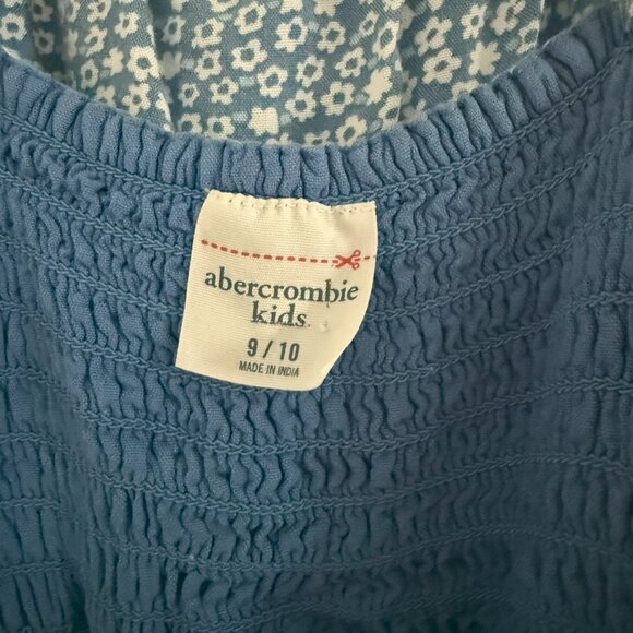 Abercrombie Kids Girls Ruched Slip  Dress Size 9/10 Blue Floral - Preloved - Picture 2 of 6